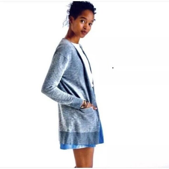 Madewell Cardigan Size XXS Oversized Blue Ryder Sweater Open Front Cotton G5474 - Picture 3 of 9
